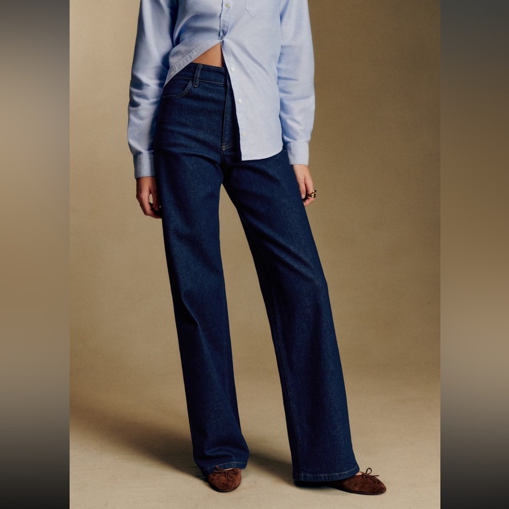 [Tailored, Never Worn] Sezane The Wide Leg Trousers Indigo - Size 10